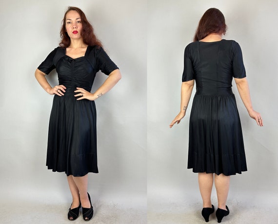 1940s Femme Fatale Frock | Vintage 40s Black Stre… - image 9