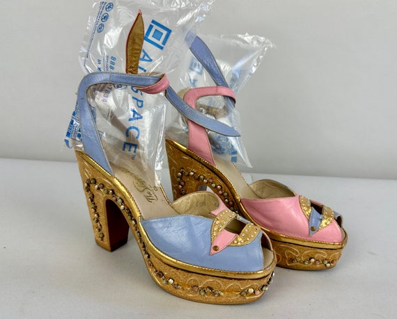 1940s Ooh La La Platforms | Vintage 40s Pink Gold… - image 5