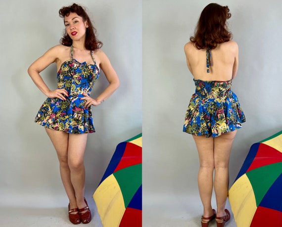 1940s Pinup Peggy Playsuit | Vintage 40s Colorful… - image 9