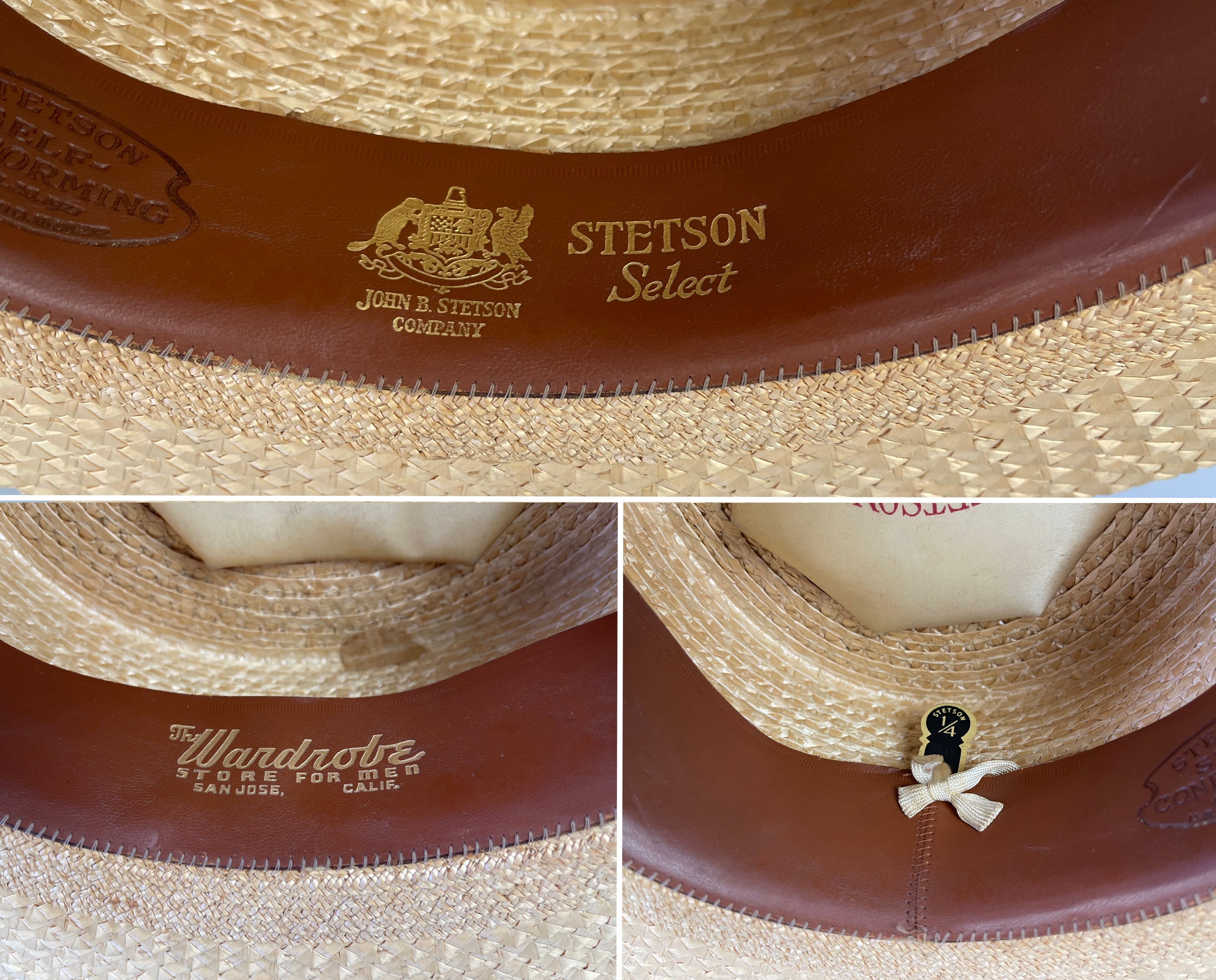 1930s Stetson Summer Boater Vintage 30s Pressed Woven Straw Hat With