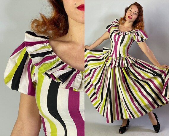 1940s Big Top Ball Gown | Vintage 40s Cotton Dress