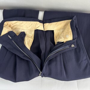 1950s Smart Supper Suit | Vintage 50s Blue Wool Single Breasted After Dinner Button Jacket & Hollywood Waist Trousers | Size 40 Medium image 8