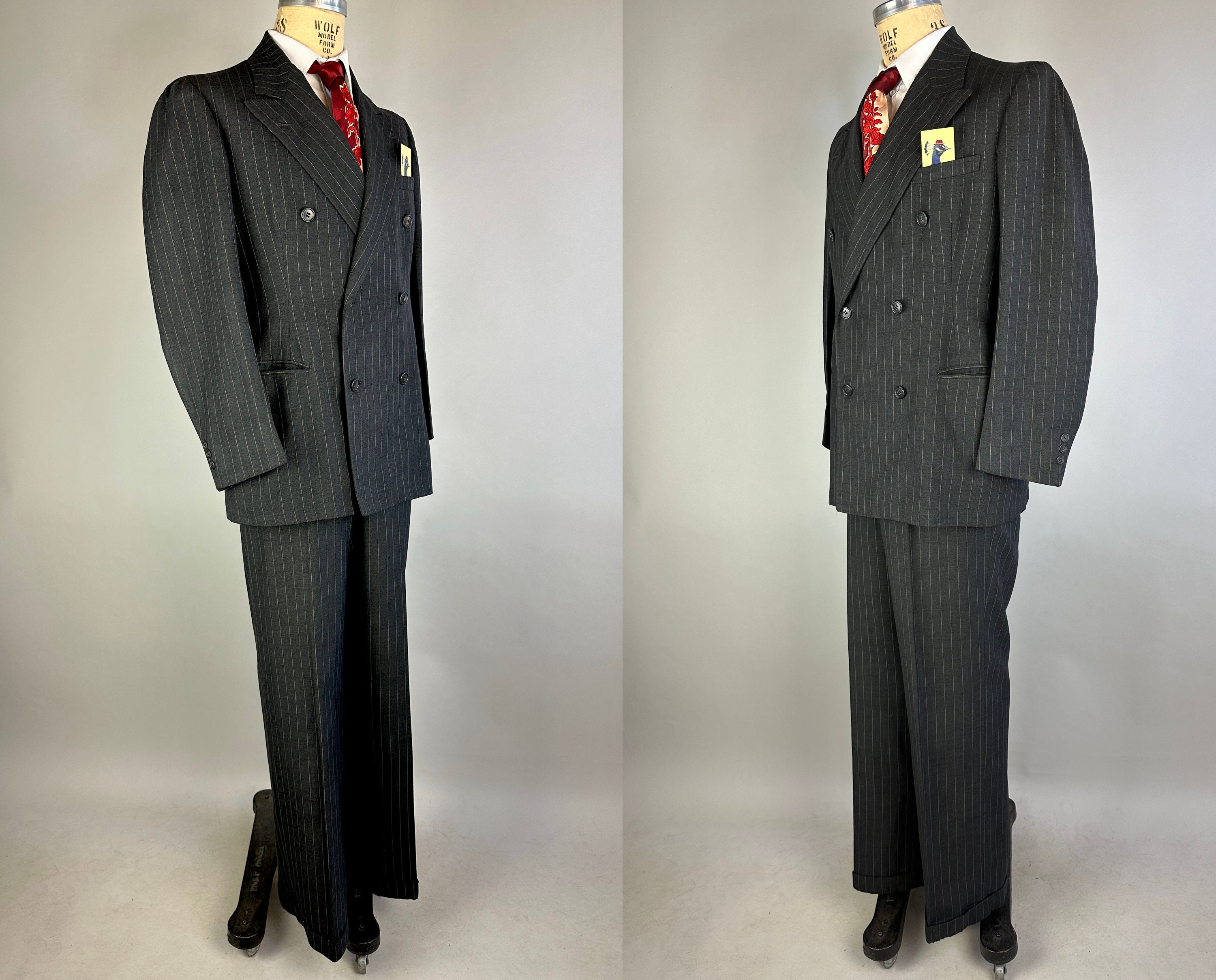 White Suit With Black Pinstripe - 1920's 1940's Dress Suits