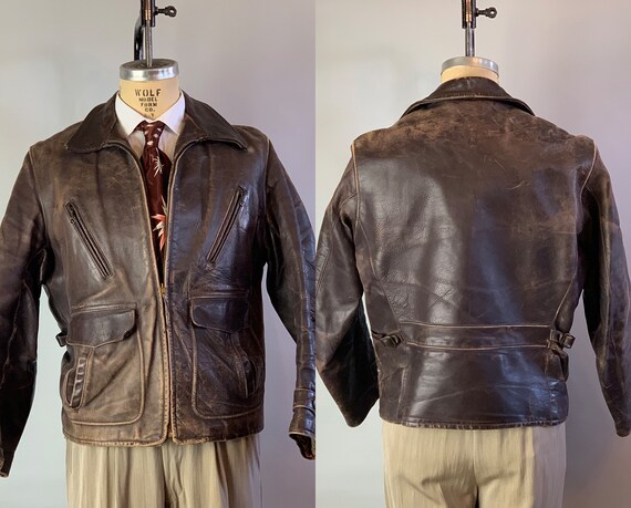 1940 Rebel Schreeuwt Lederen Jas Vintage Mens 40s Chestnut 1940 Rebel Schreeuwt Lederen Jas Vintage Mens 40s Chestnut