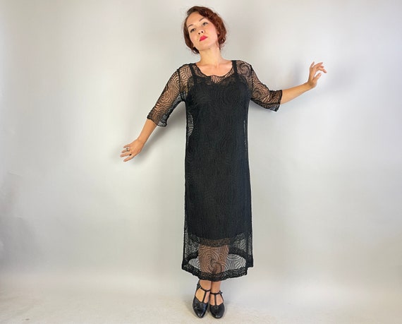 1920s Hypnotic Heda Dress | Vintage 20s Black Interlo… - Gem