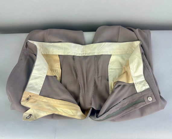 1950s Leading Man Trousers | Vintage 50s Dove Grey Slubby 1950s Leading Man Trousers | Vintage 50s Dove Grey Slubby