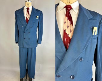1940s Significant Sir Suit | Vintage 40s Slate Blue Wool