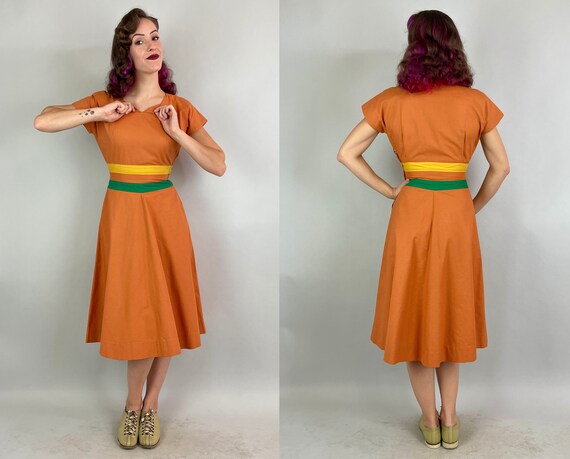 1940s Pumpkin Patch Perfect Dress | Vintage 40s O… - image 9