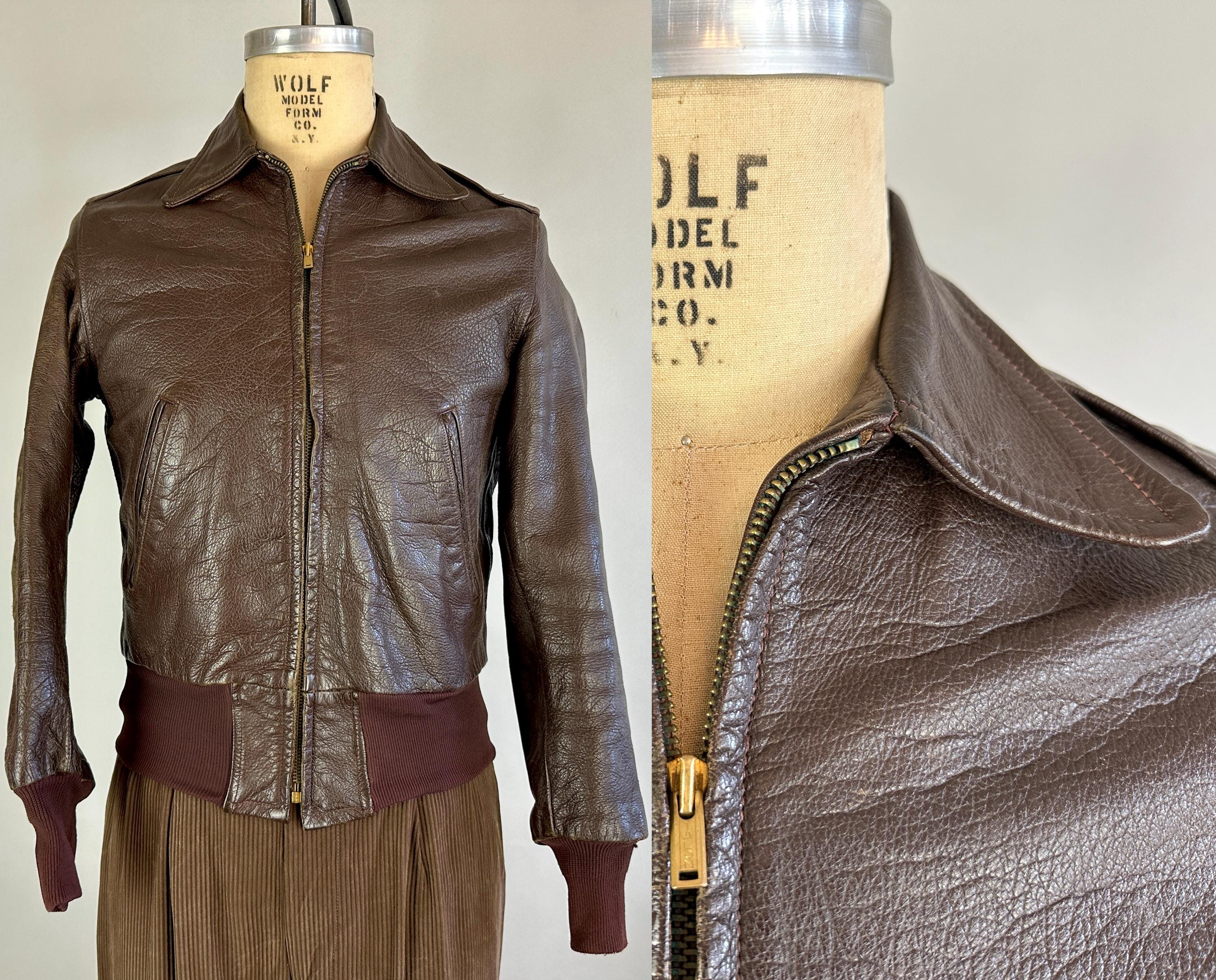 Vintage Type a 2 Leather Jacket - Etsy Vintage Type a 2 Leather Jacket - Etsy