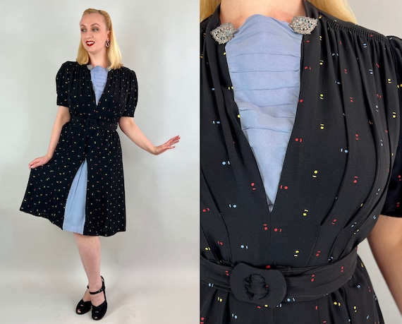 1930s Confetti Cannon Dress | Vintage 30s Rayon C… - image 1