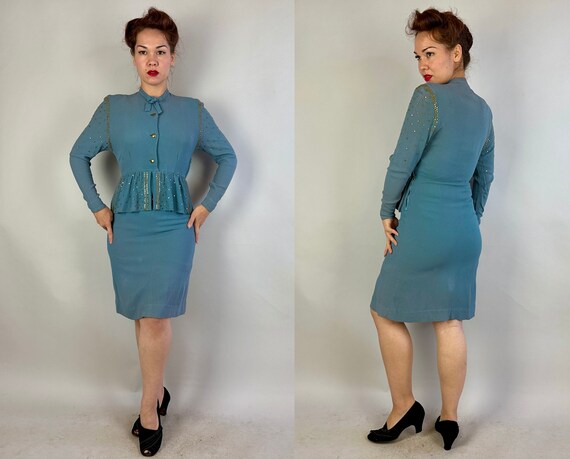1940s Stupendous in Studs Dress | Vintage 40s Dus… - image 9