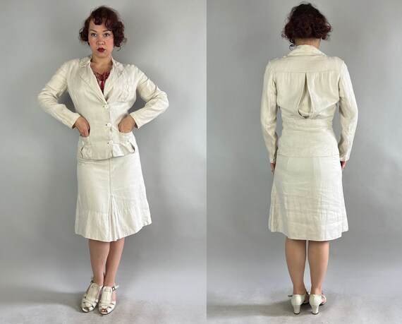 1930s Derby Day Suit | Vintage 30s White Summer L… - image 9