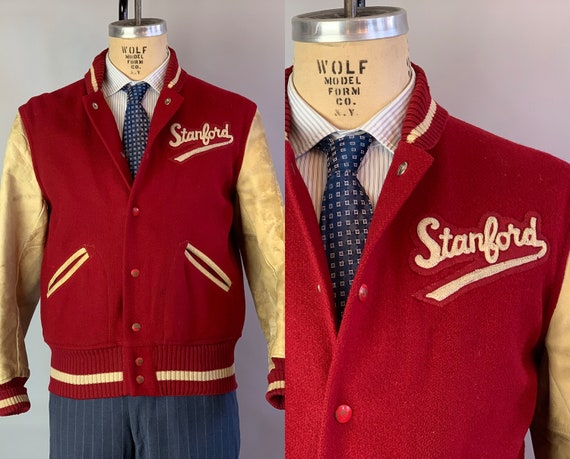 Stanford University Jacket uit de jaren '40 Vintage 40s | Etsy 1940 Rebel Schreeuwt Lederen Jas Vintage Mens 40s Chestnut