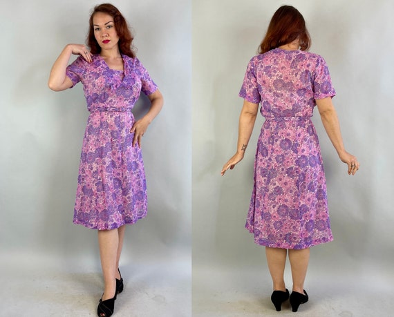 1940s Bursting Blooms Dress | Vintage 40s Pink an… - image 6
