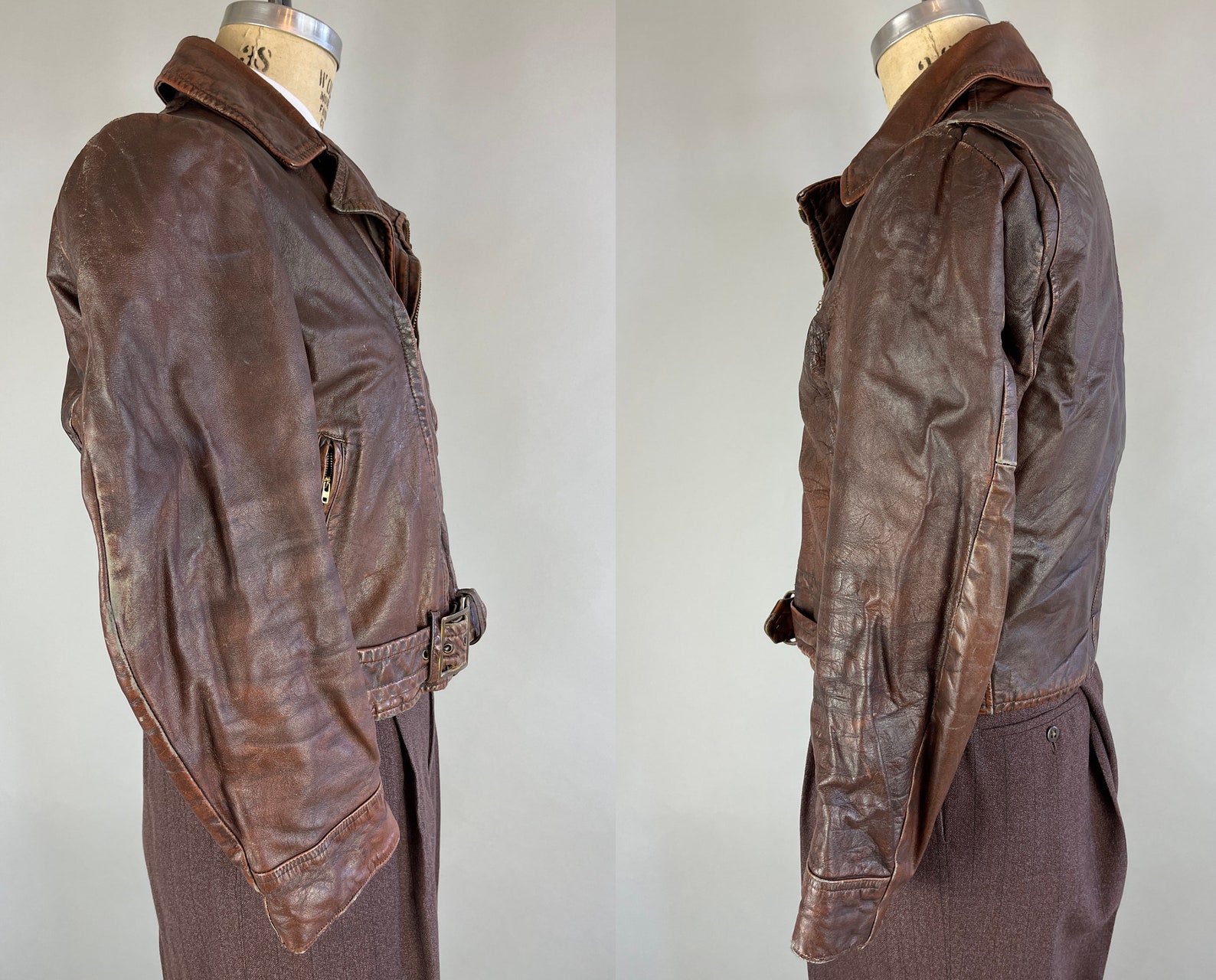 1940s Dandy Delinquent Leather Jacket Vintage 40s Brown Etsy