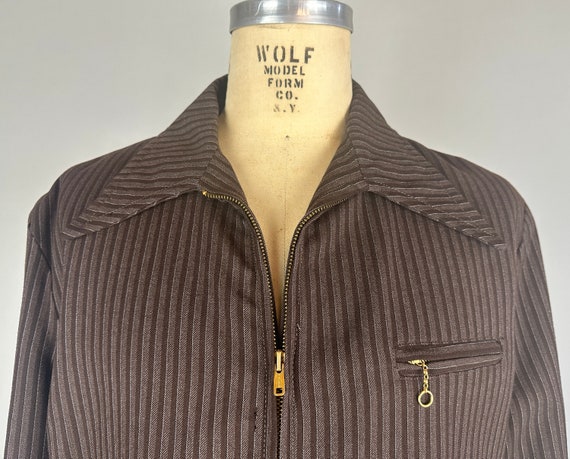 1940s Chic Stripes Cinch Jacket | Vintage 40s Bro… - image 2