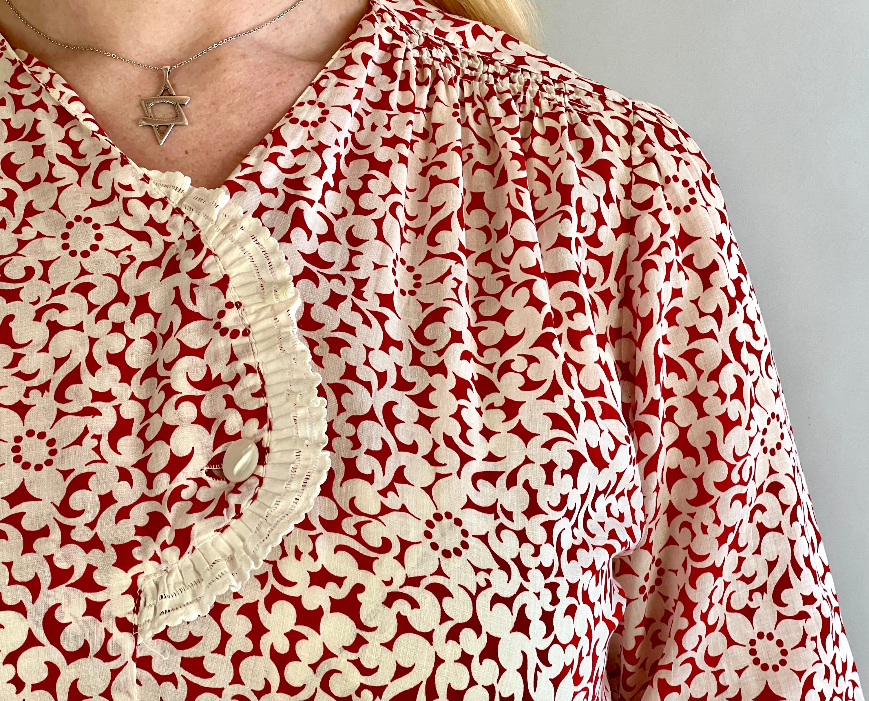 1930s Florence in Florals Dress | Vintage 30s Red & White Abstract ...