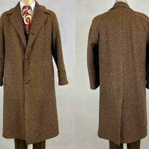 1940s Turbulent Tweed Overcoat  Vintage 40s Mottled Black & image 3