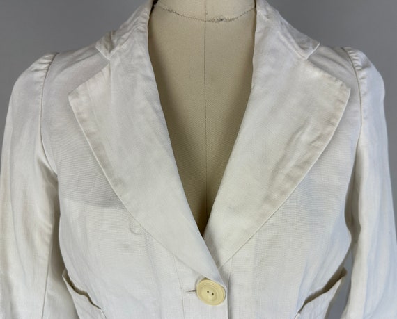 1930s Derby Day Jacket | Vintage 30s White Summer… - image 3