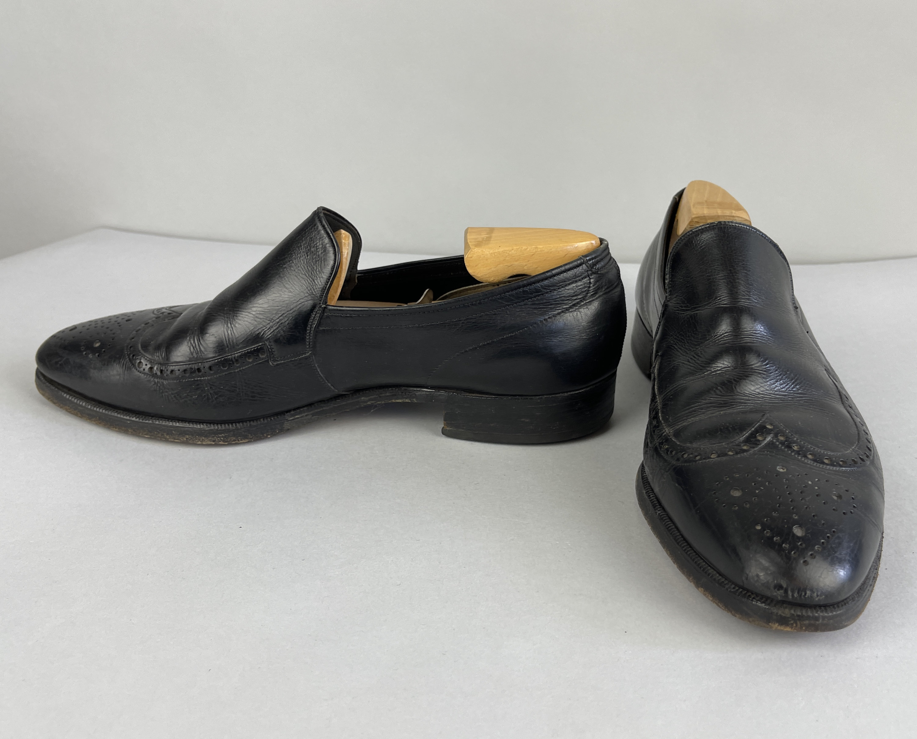 1940s Debonaire Dandy Loafers | Vintage 40s Black Wingtip Leather ...