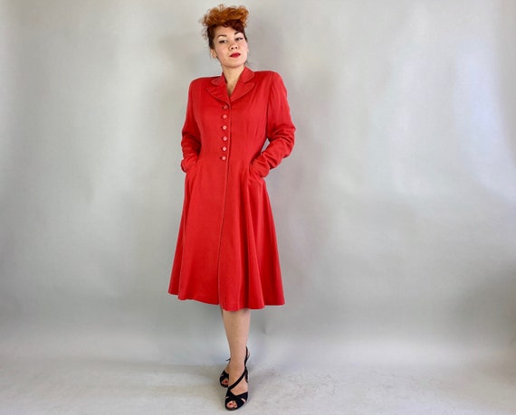 1940s Ravishing in Red Coat | Vintage 40s Candy A… - image 2