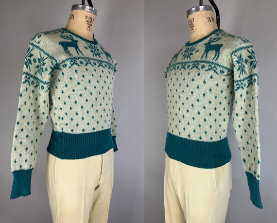 1940s Winter Wonderland Sweater | Vintage 40s Tur… - image 2