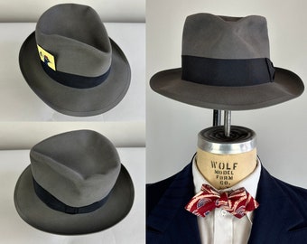 1940s Diplomatic Dandy Deadstock Fedora | Vintage 40s Pewter Grey Beaver Felt "Stetson Special" Hat with Black Silk Band | Size 7 Medium