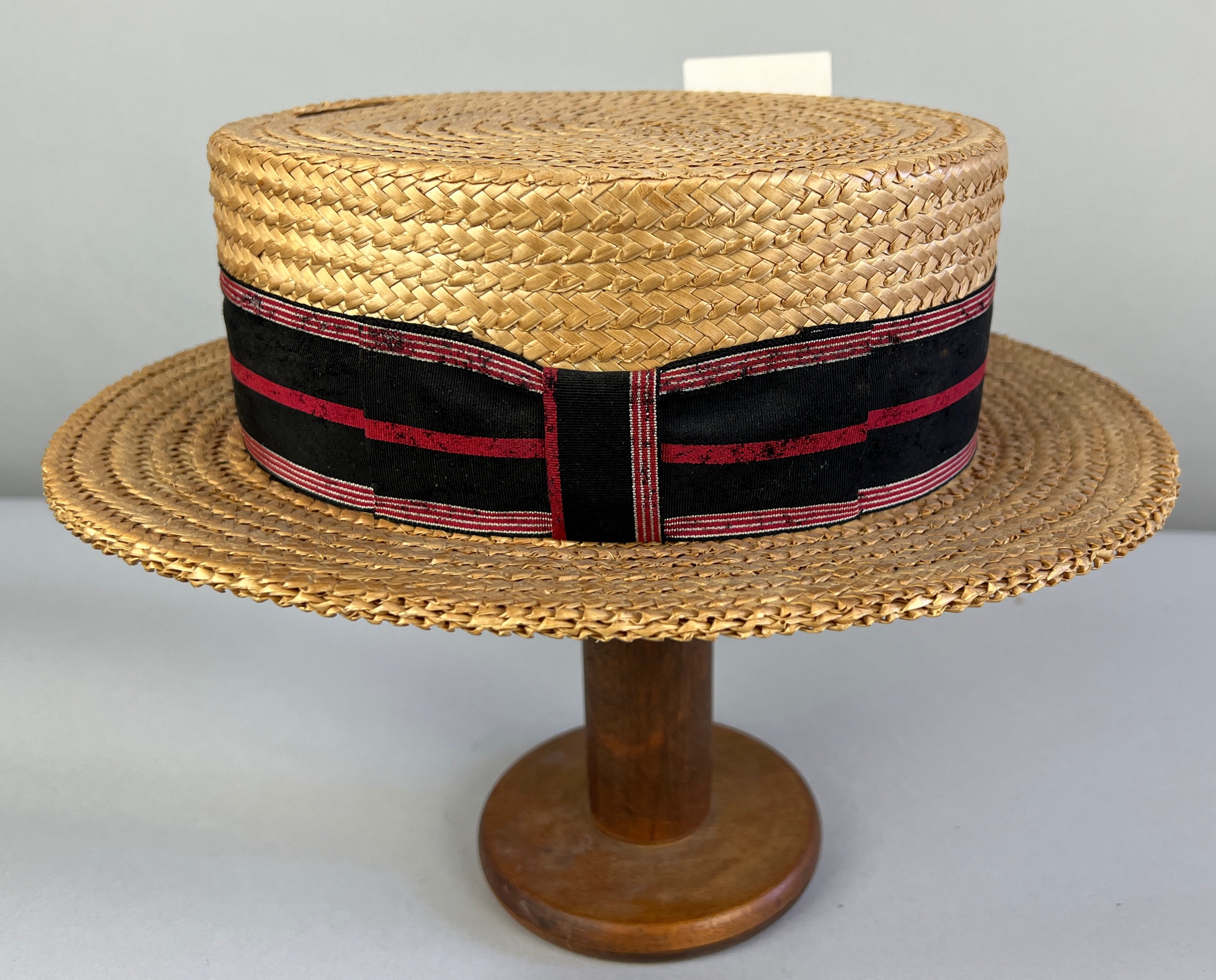 1930s Cosmopolitan Summer Boater | Vintage 30s Pressed Woven Straw