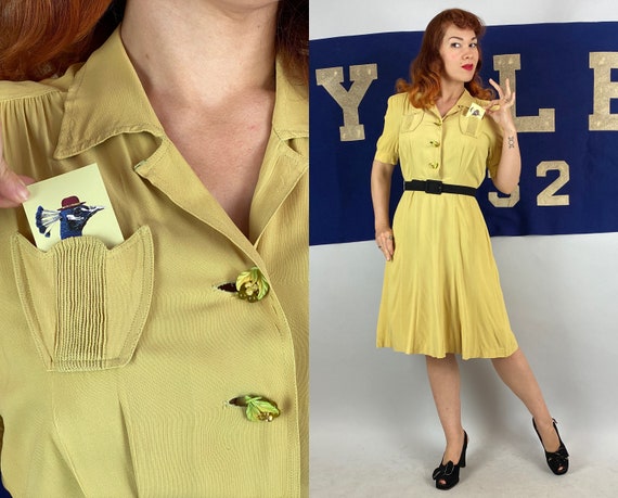 1930s Detailed Darling Dress | Vintage 30s Yellow