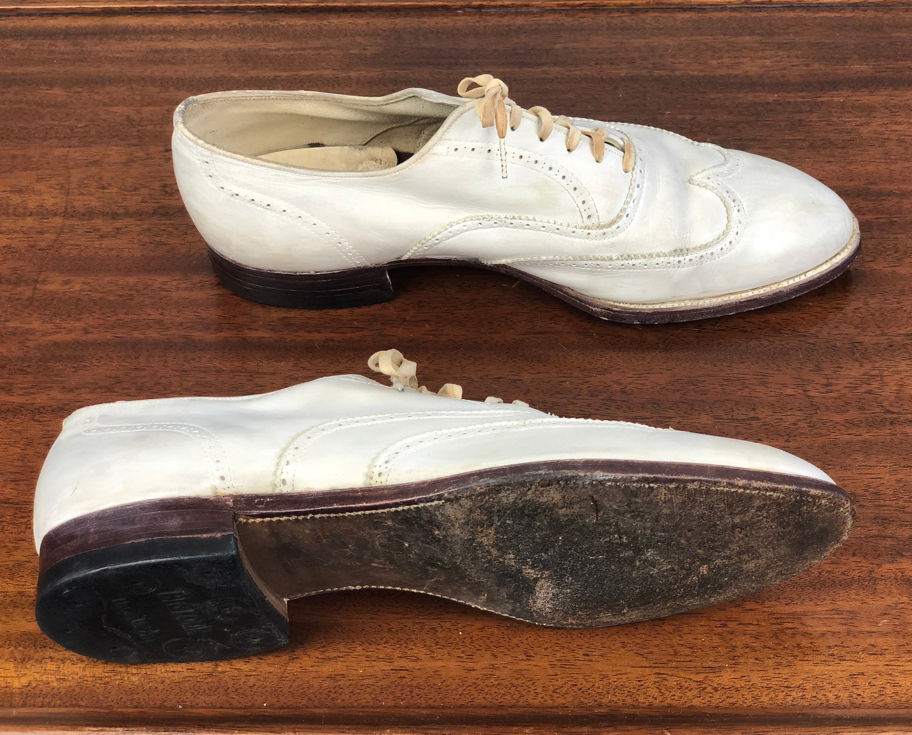 1930s Alabaster White Mens Shoes | Vintage 30s Leather Oxfords with ...