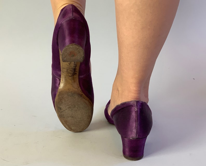 purple satin shoes