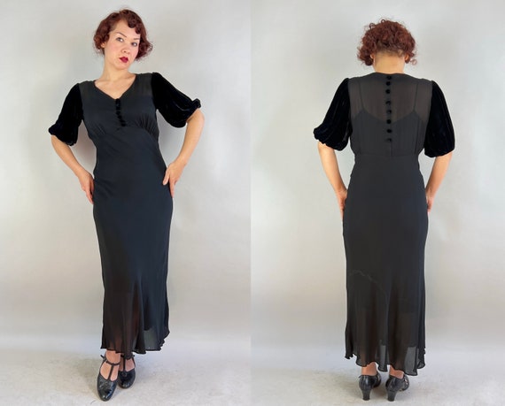 1930s Graceful Goddess Gown | Vintage 30s Black S… - image 9