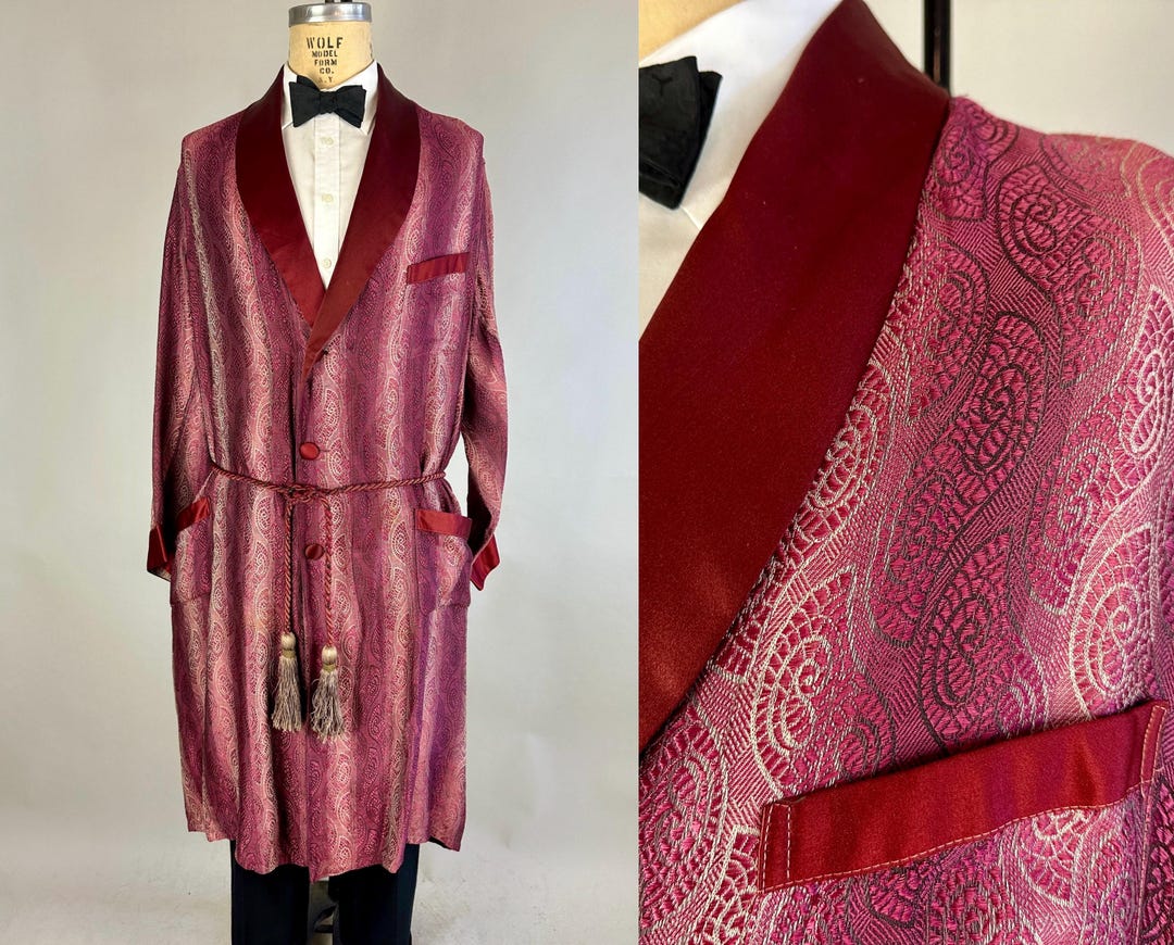 1920s Satin is Your Second Skin Robe | Vintage 20s Pink Charcoal 