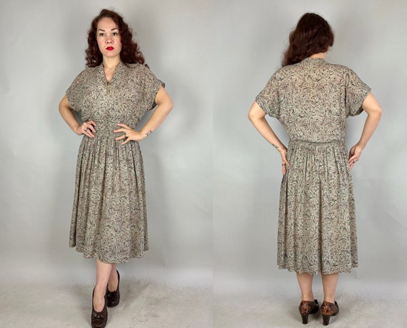 1940s Perfect Park Day Dress | Vintage 40s Brown … - image 9