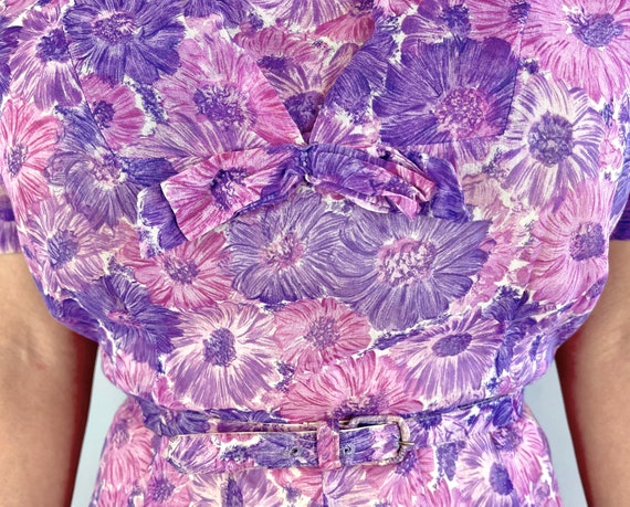 1940s Bursting Blooms Dress | Vintage 40s Pink an… - image 7