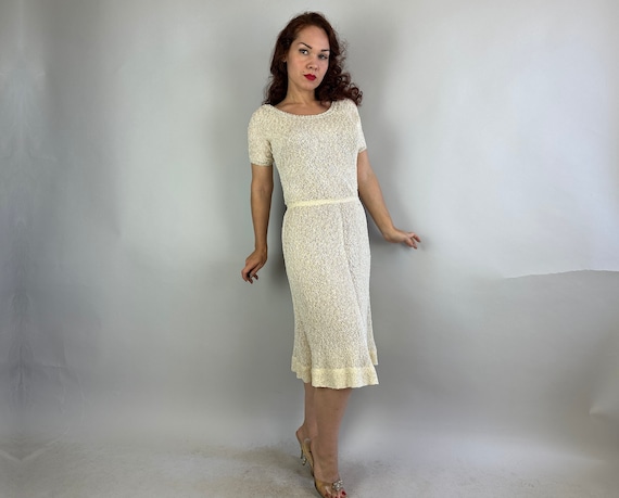 1950s Sweet as Cream Knit Dress | Vintage 50s Whi… - image 2