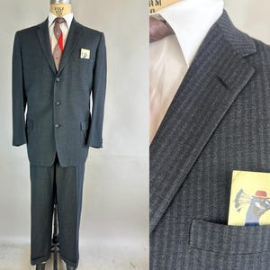 1950s King of Suits | Vintage 50s Black and Brass Striped Wool Two