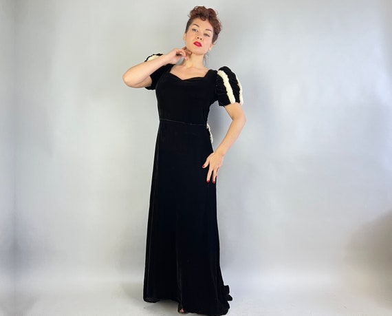 1930s Beautiful Bunny Gown | Vintage 30s Black Si… - image 6