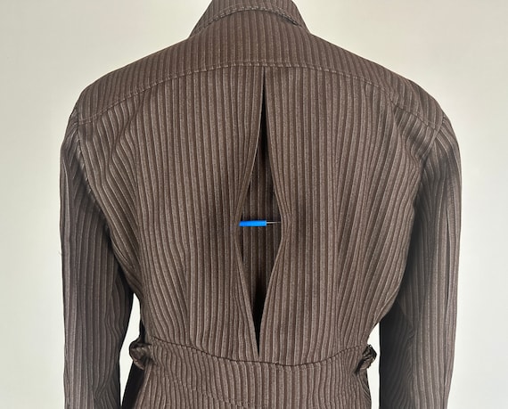 1940s Chic Stripes Cinch Jacket | Vintage 40s Bro… - image 8