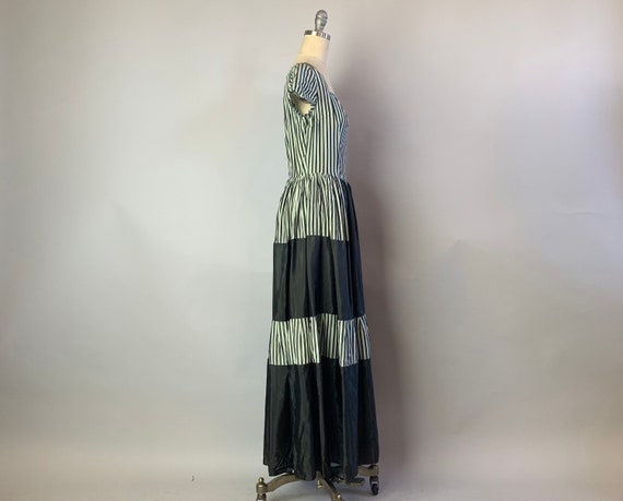 1930s Striped Vaudeville Dress | 30s Grey & White… - image 4