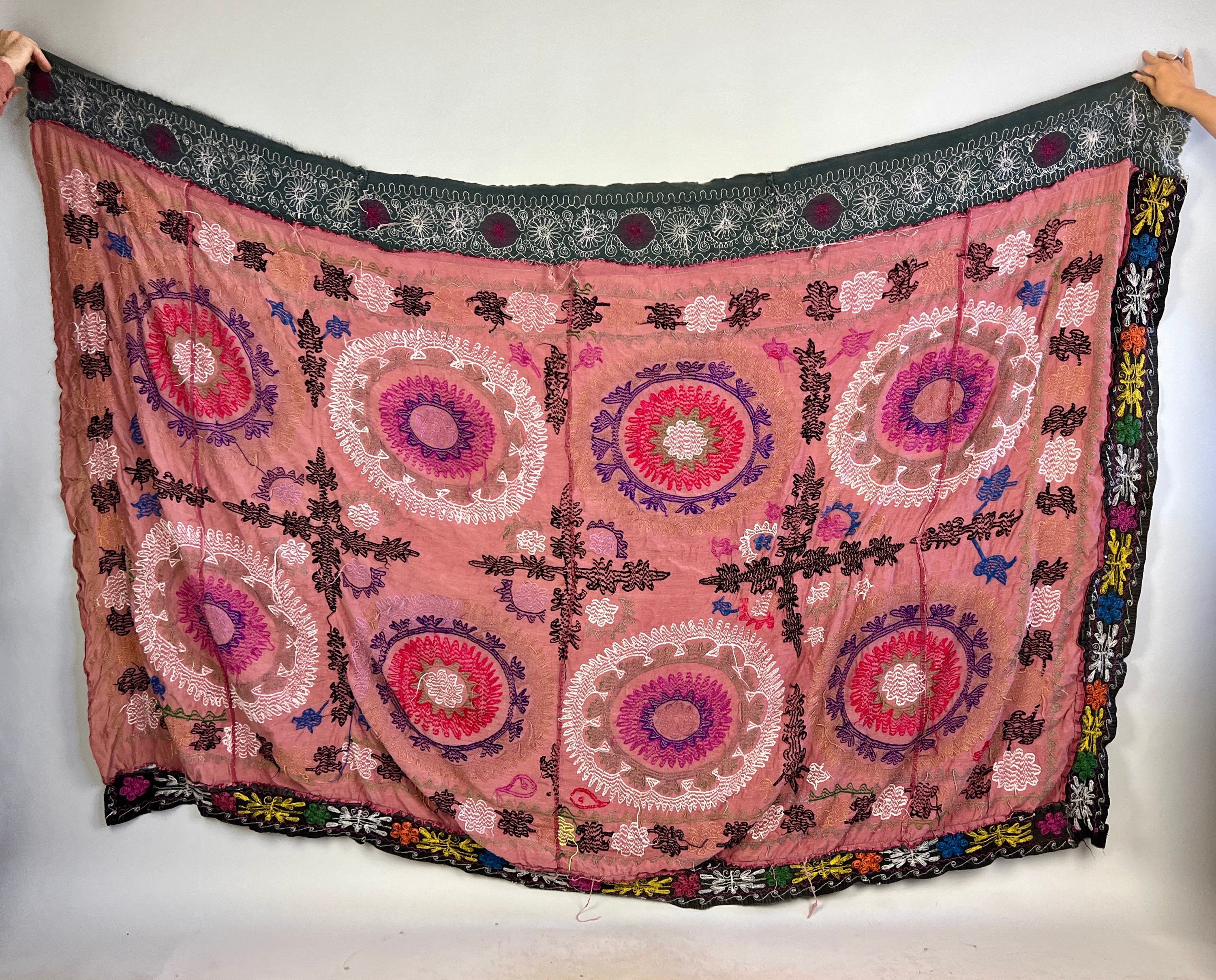 1960s Boho Chic Bedspread Vintage 60s Mauve Pink Cotton Bed Cover