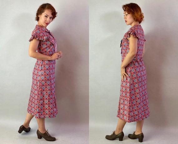 1930s Patriotic Picnic Dress | Vintage 30s Diamon… - image 10