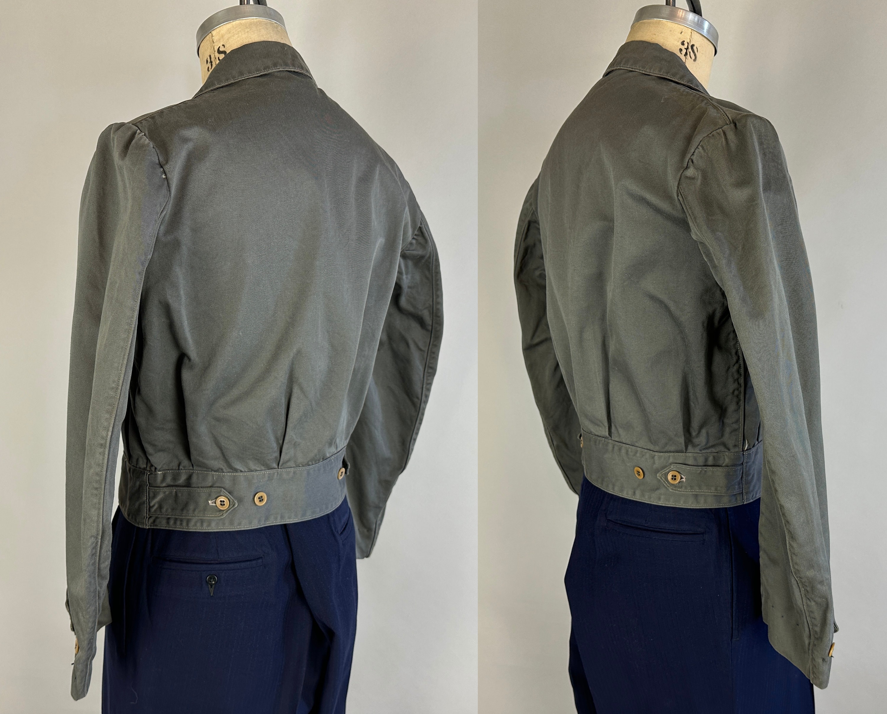 1940s Chic Cyclist Jacket | Vintage 40s Iron Grey French 1940s Chic Cyclist Jacket | Vintage 40s Iron Grey French