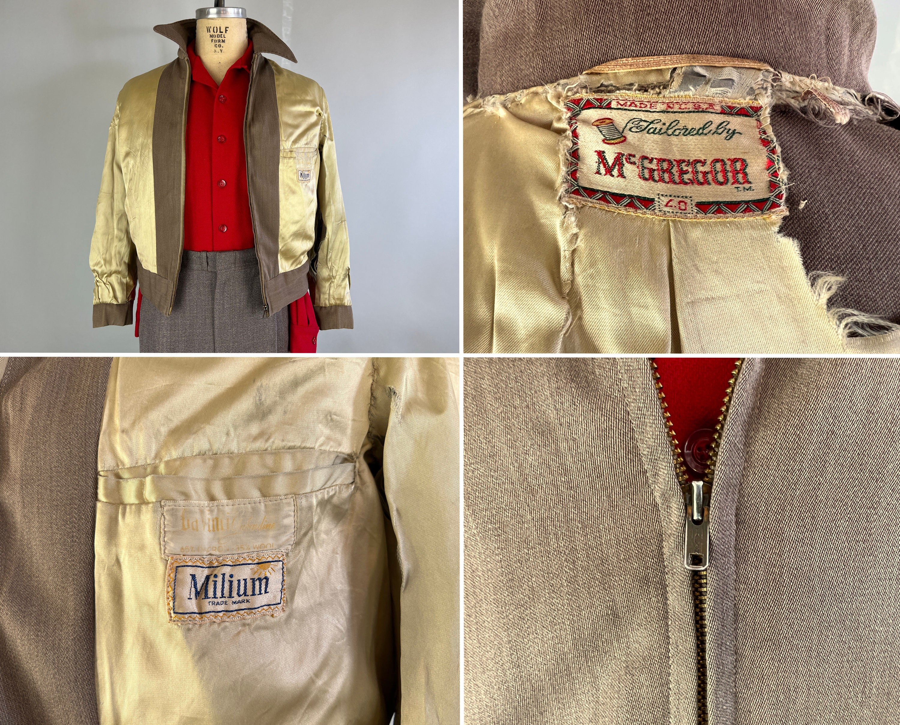 1950s Rockabilly “Ricky” Jacket | Vintage 50s Heathered Taupe Wool