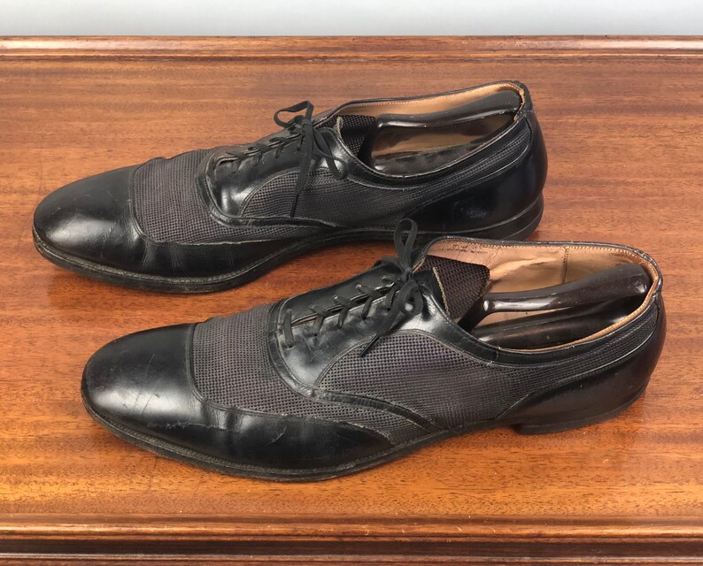 1940s Ventilated Mens Shoes Vintage 40s Black Apron Toe | Etsy