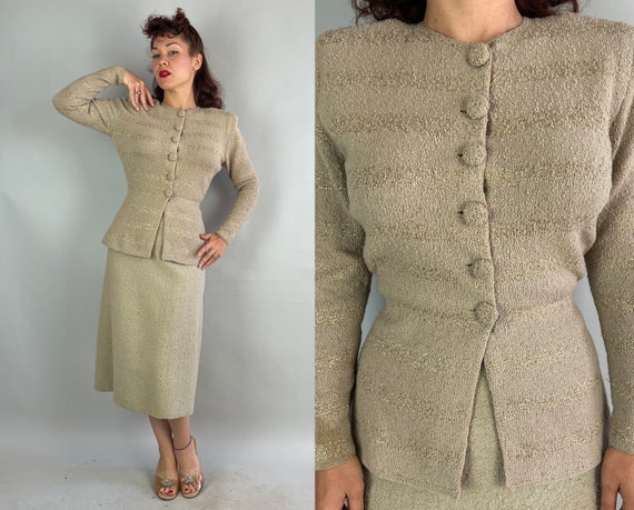 1940s Golden Sands Knit Set | Vintage 40s Sandy B… - image 1