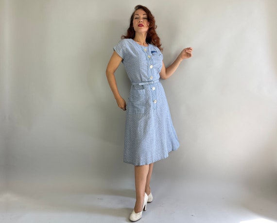 1950s Dandy Deadstock Dress | Vintage 50s Blue an… - image 5