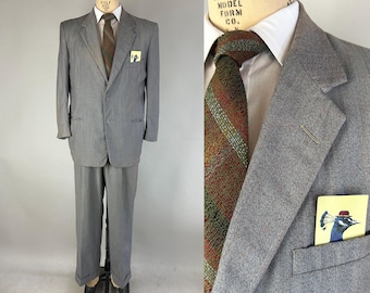 1950s Big Boss Suit | Vintage Early 50s Brown With Orange