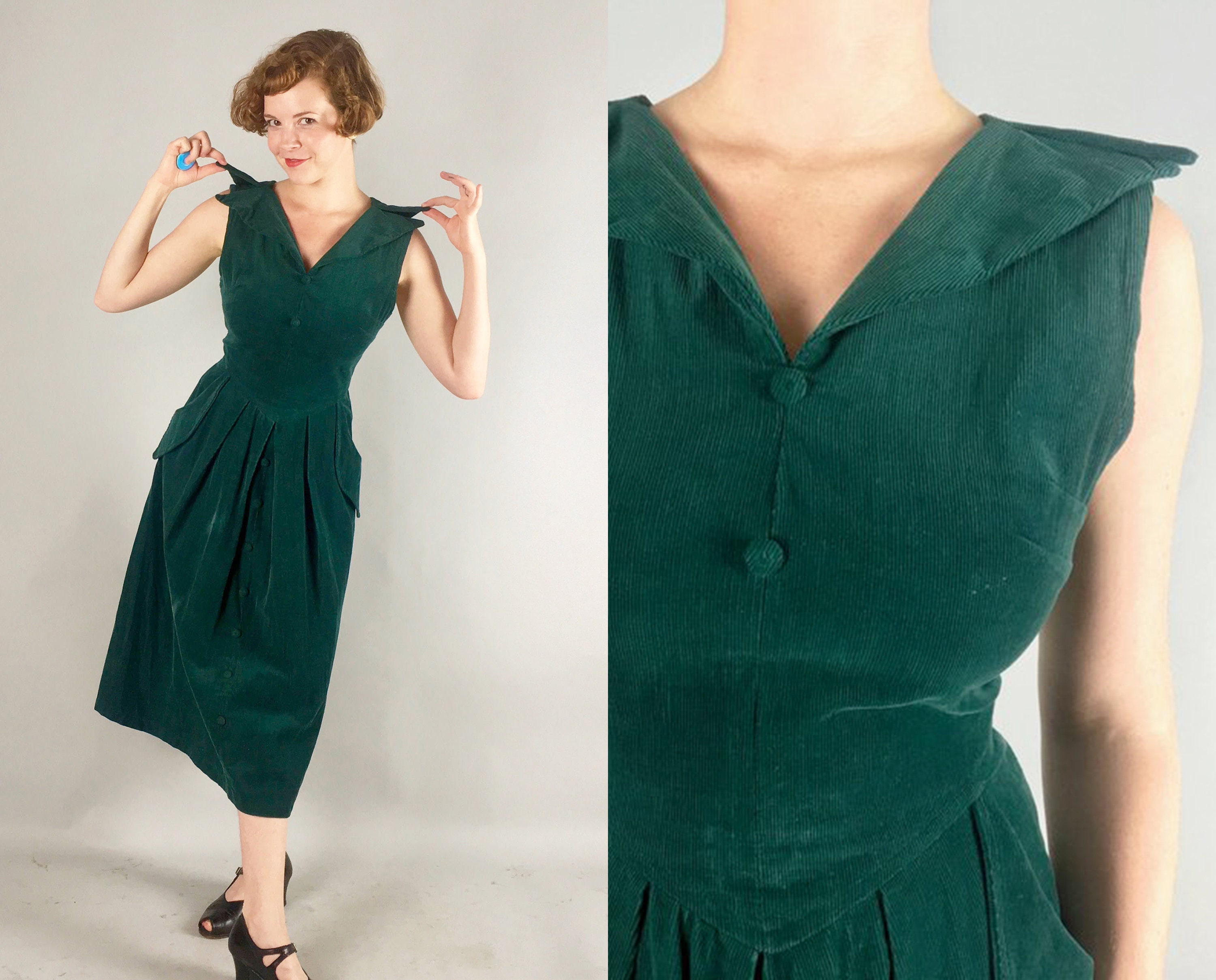 1950s Vampy vestido esmeralda / Vintage 50s bosque verde verde - Etsy España 1950s Vampy vestido esmeralda / Vintage 50s bosque verde verde - Etsy España