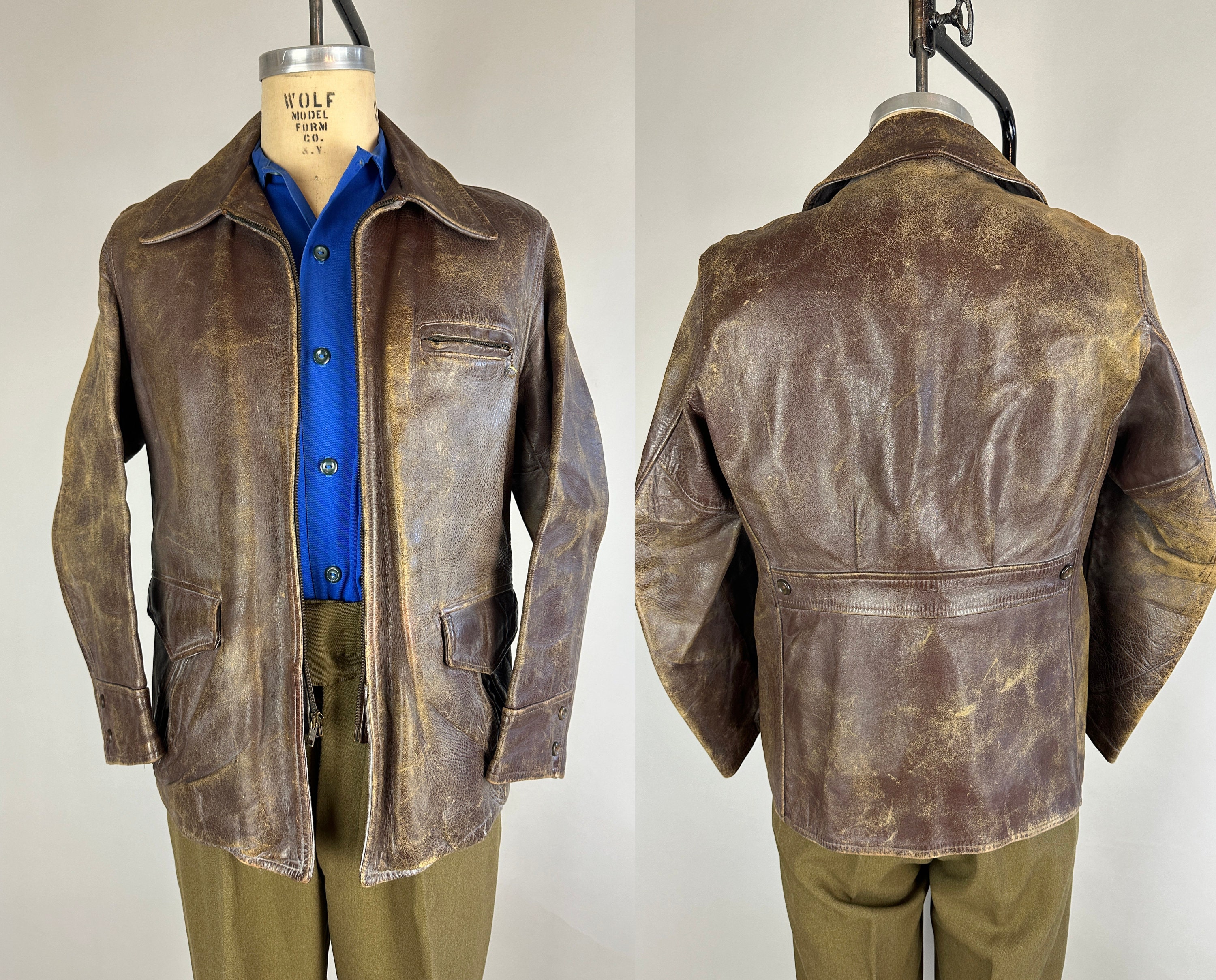 1930s Belted Bad Boy Jacket | Vintage 30s Weathered Cedar 1930s Belted Bad Boy Jacket | Vintage 30s Weathered Cedar